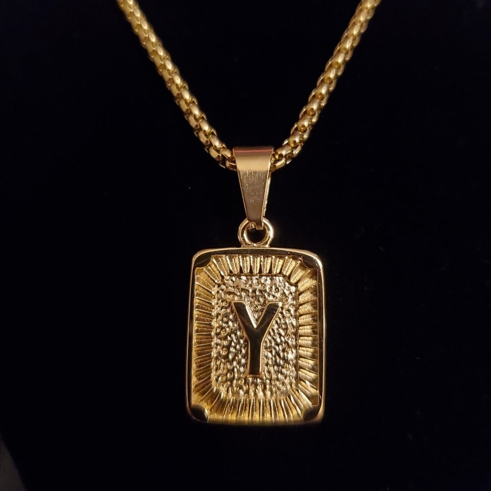 New Gold Plated Initial "Y" Box Chain Necklace